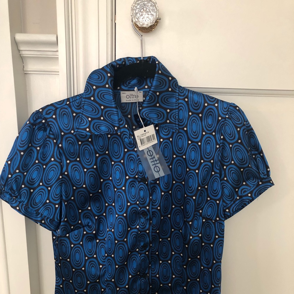 Oltre blue patterned blouse from Italy